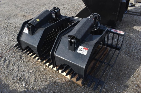 Stout HD72-3-Open rock and brush grapple bucket for skid loader