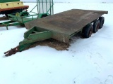 Shop built triple axle flatbed farm trailer - no title