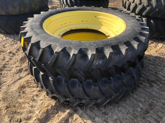 (2) 420/80R46 Firestone tires and 12-bolt wheels