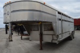 1988 Keifer 7'x 20' gooseneck aluminum livestock trailer