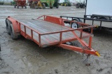 1992 Hullco 16' bumper hitch tandem axle flatbed trailer