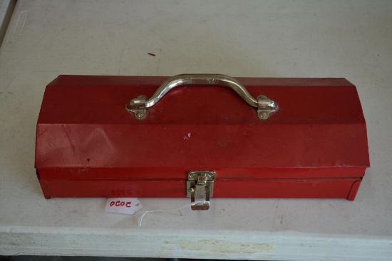 Small metal tool box w/ assorted tools