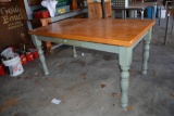 Wooden table w/ painted legs and drawer