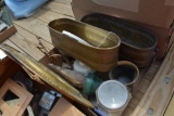 Box of brass planters & tray