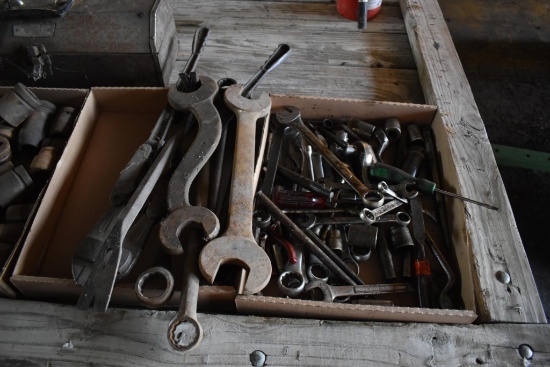 (5) flats of misc. tools, sockets & C-clamps
