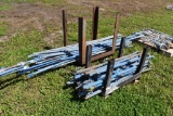 rack of safety rails and posts for scaffolding
