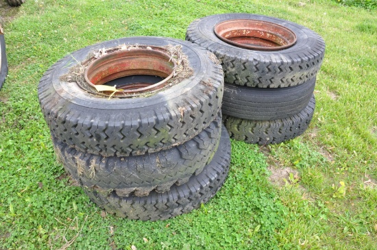(6) older Goodyear 10-22.5 tires and rims