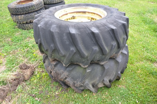 Pair of Firestone 18.4-26 tires and rims