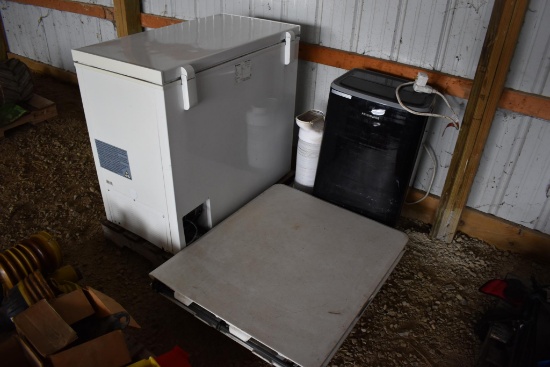 Criterion deep freeze, Frigidaire portable A/C unit and table