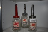 (3) Mobil Gas oil bottles