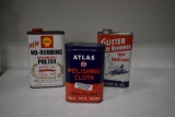(3) automotive polish advertisement cans