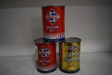 (3) Skelly 1-qt oil cans