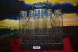 (10) Shell oil bottles complete w/rack