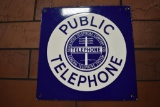 Public Telephone porcelain sign