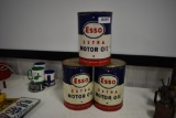 (3) Esso 5-qt motor oil cans
