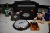 Harley-Davidson picnic cooler w/stuffed toy pig