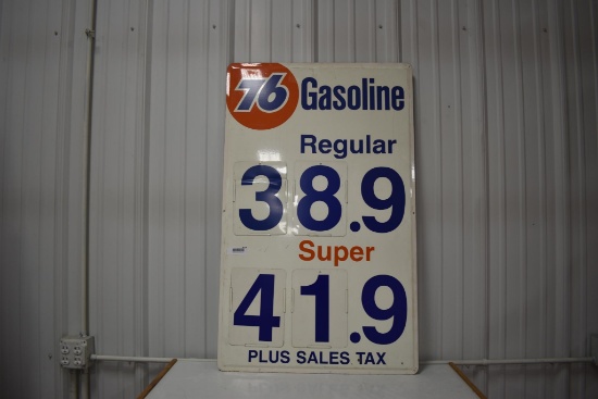 76 Gasoline metal fuel price sign