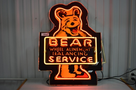 Bear Wheel Alinement neon flashing sign
