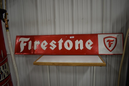 Firestone embossed metal sign