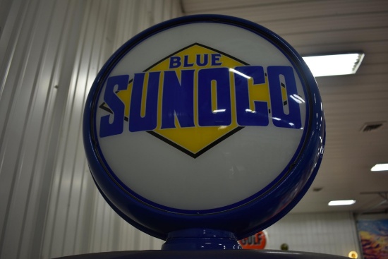 Blue Sunoco double-sided reproduction globe
