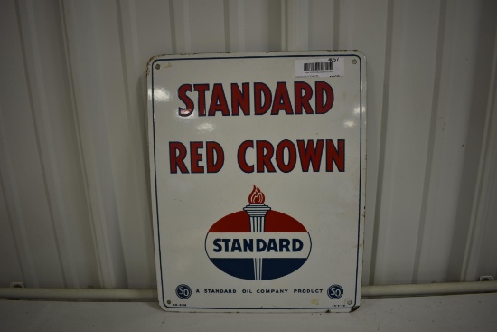 Standard Red Crown porcelain sign