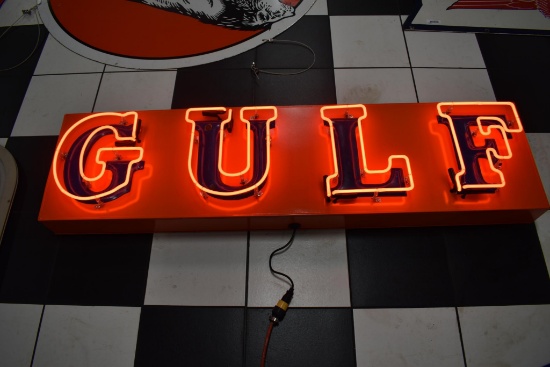 Gulf porcelain lettered sign
