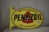 Pennzoil porcelain flange sign