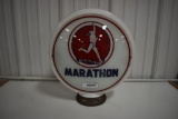 Marathon Gasoline double-sided milk glass globe