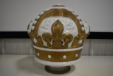 Gold Crown milk glass globe