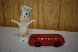 Pillsbury doughboy advertising piece and Texaco fuel truck bank