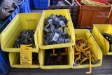 (5) yellow bins of misc. hardware