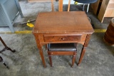 sewing table with Singer sewing machine with bench