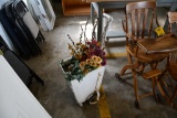 antique wooden cart with decorative flowers