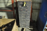 (2) small pallet racks and (2) cabinets stocked container and other loose items