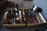 (2) boxes of misc. tools including PTO adaptors, clevis, filter wrenches, chain wrenches, etc.