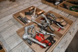 (2) flats of concrete tools, hand tools, gear pullers, exhaust clamps and oil wrenches