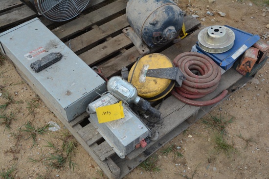 Balance of pallet w/ Electrical box, power converter, auto parts