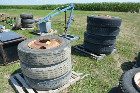 (7) 24.5 truck tires and rims
