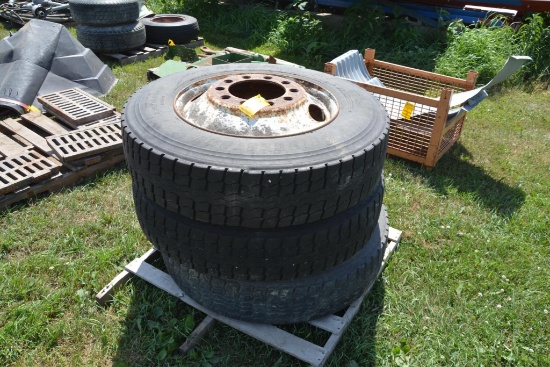 (3) 24.5 tire and rims
