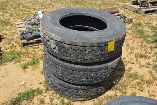(3) Dayton 22.5 truck tires