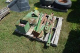 Pallet of John Deere items including 3-pt. arms , shields , etc.