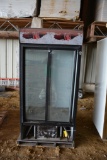 Upright glass front refrigerator