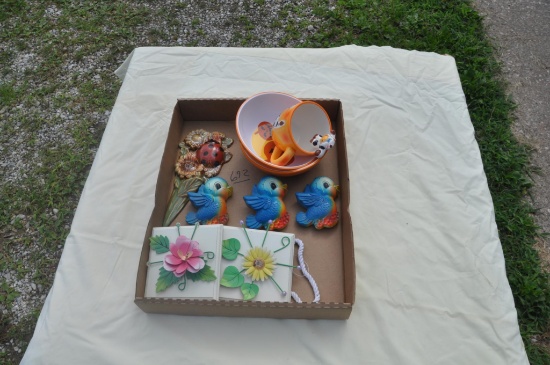 Wall hangings, birds, etc.