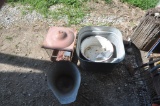 wash tub, coal bucket and bird cage
