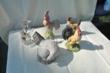 various chicken figurines as pictured