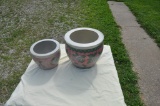 (2) Floral Flower Pots