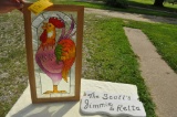 Reproduction Chicken Stained Glass Window and a Family Plaque