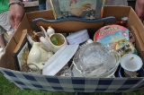 Lot Box of Kitchen Items, Glassware & Bouncy Balls