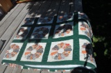 86in by 83in green and cream handmade quilt