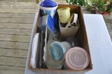 Large box of kitchen goods